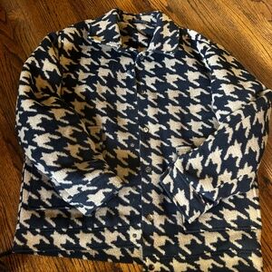 Topman houndstooth shacket in stone and navy - NEW (never worn)